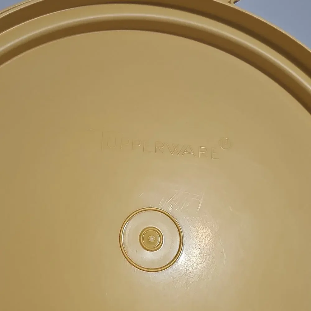 Vintage Tupperware Cake Carrier 684-5 & 683-5 Gold Harvest Round Pie Storage